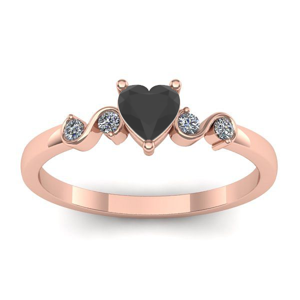 Inel de logodna cu diamant negru inima