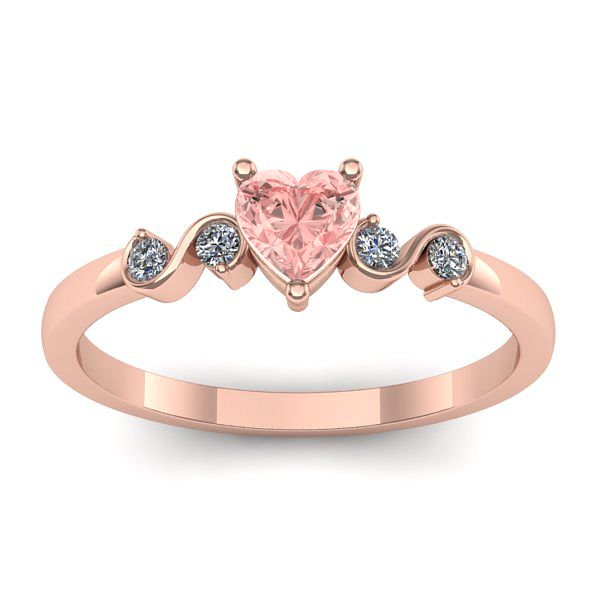 Inel logodna cu diamant de laborator roz inima