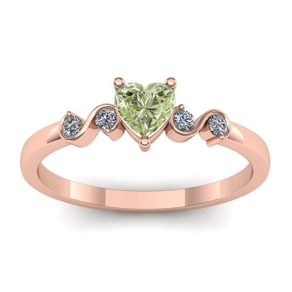 Inel de logodna cu diamant de laborator verde inima