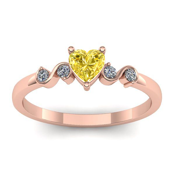 Inel logodna cu safir galben inima