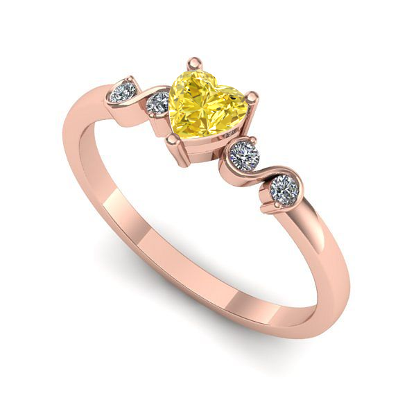 Inel logodna din aur roz cu safir galben