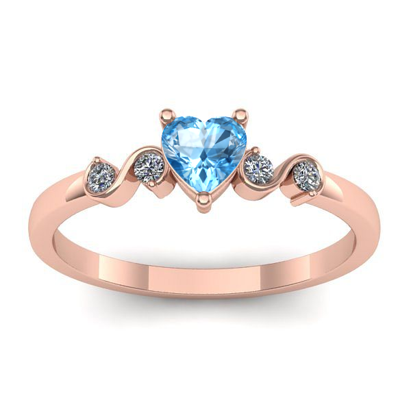 Inel logodna cu topaz blue inima