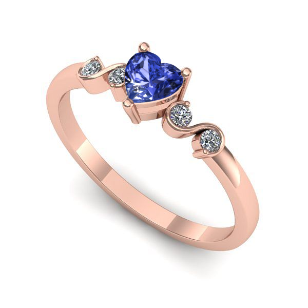 Inel de logodna din aur roz cu tanzanit