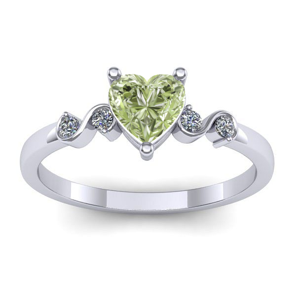 Inel logodna cu diamant de laborator verde inima