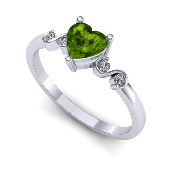 Inel de logodna din aur alb cu peridot