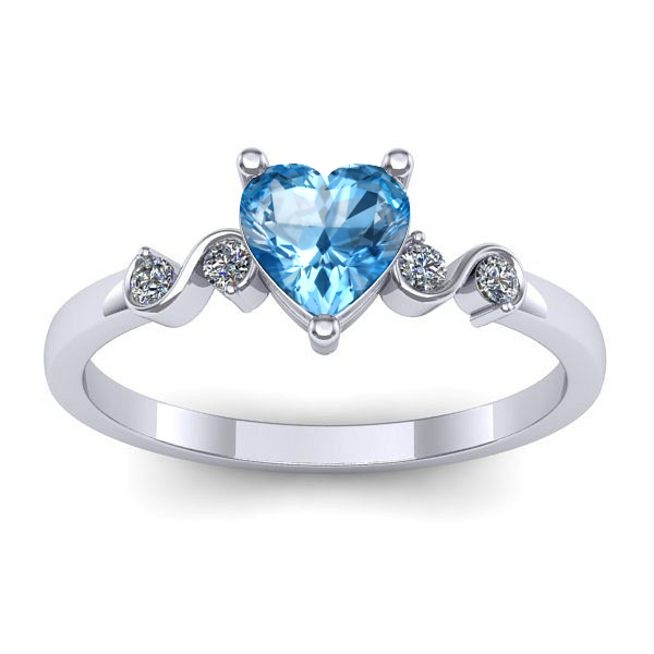Inel cu topaz blue inima