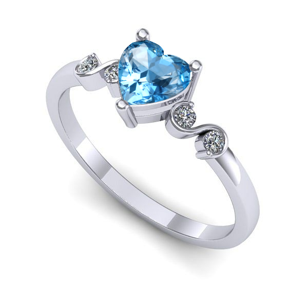Inel logodna din aur alb cu topaz blue