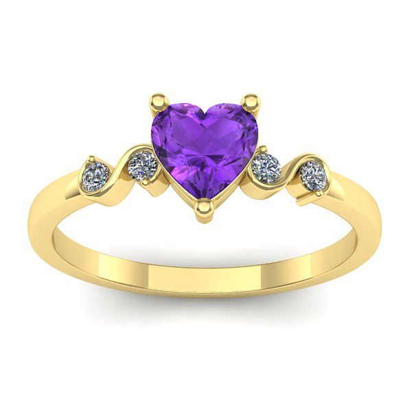 Inel logodna cu ametist inima