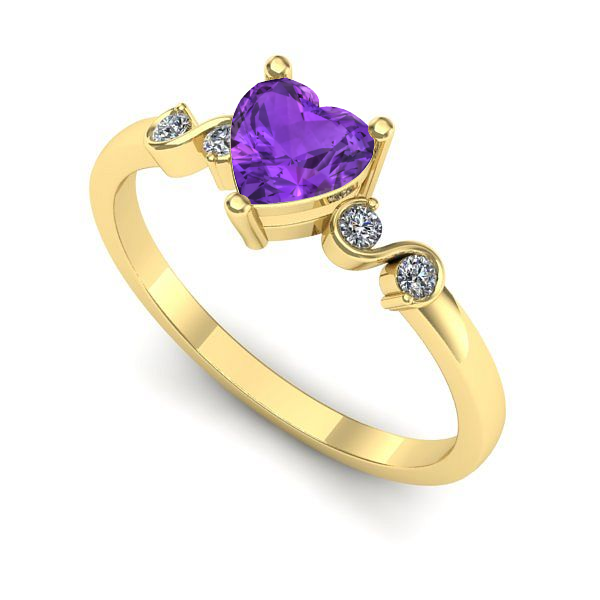 Inel din aur galben cu ametist