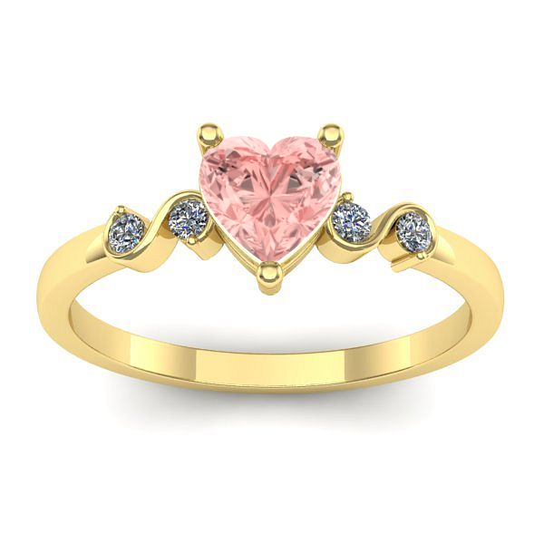 Inel de logodna cu diamant de laborator roz inima