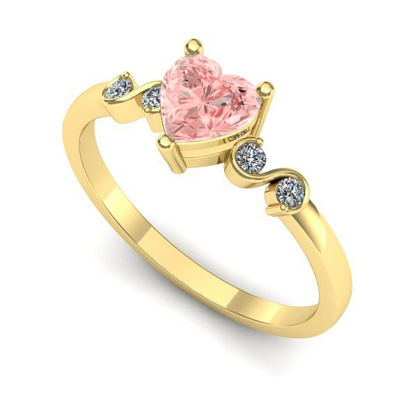 Inel din aur galben cu diamant de laborator roz