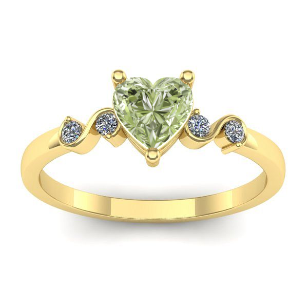 Inel cu diamant de laborator verde inima