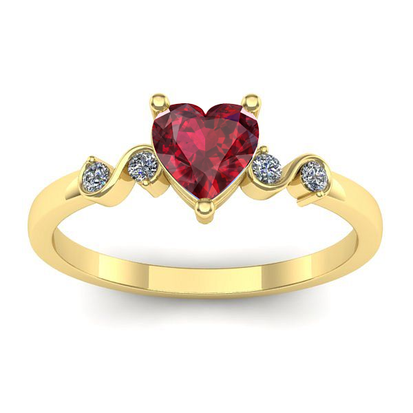 Inel de logodna cu rubin inima
