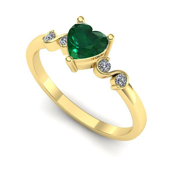Inel logodna din aur galben cu smarald