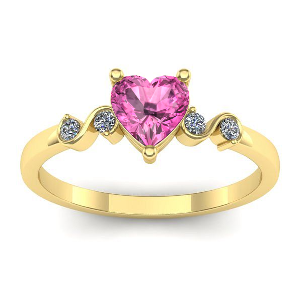 Inel logodna cu safir roz inima