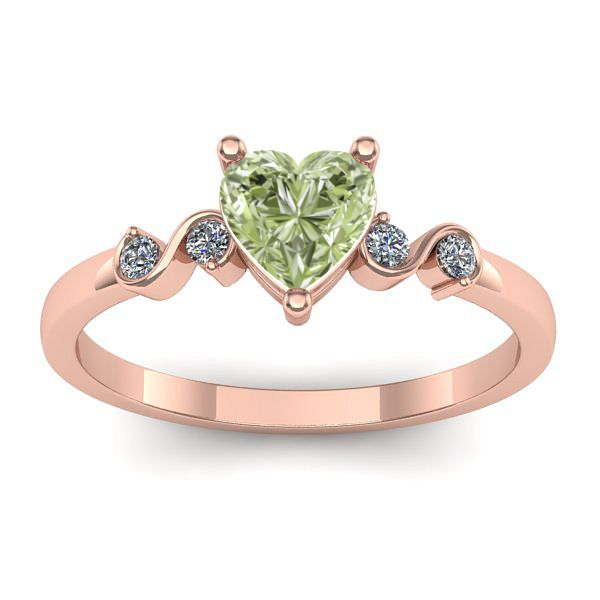 Inel cu diamant de laborator verde inima
