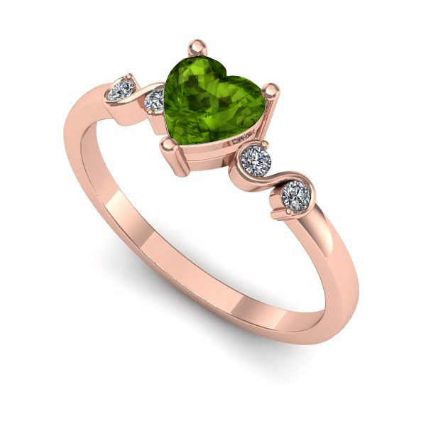 Inel de logodna din aur roz cu peridot