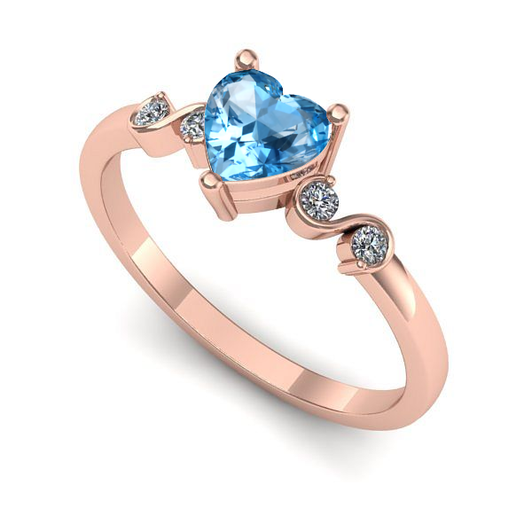 Inel de logodna din aur roz cu topaz blue