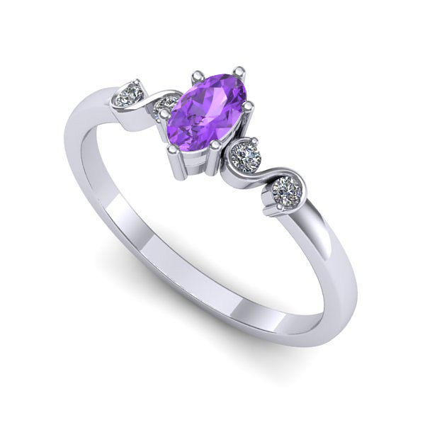 Inel logodna din aur alb cu ametist