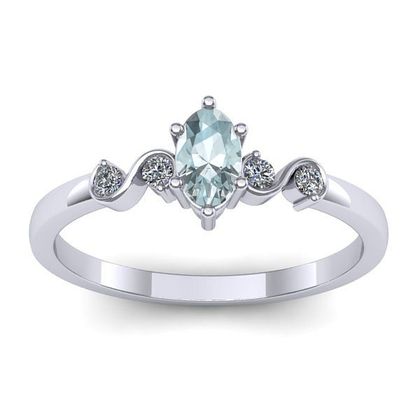 Inel de logodna cu aquamarin oval
