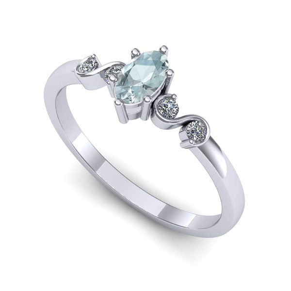 Inel din aur alb cu aquamarin