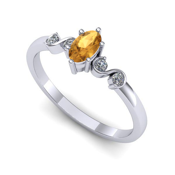 Inel de logodna din aur alb cu citrin