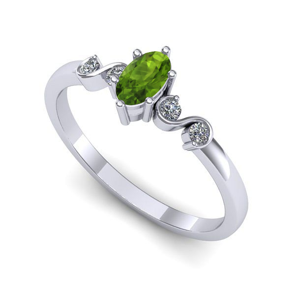 Inel din aur alb cu peridot