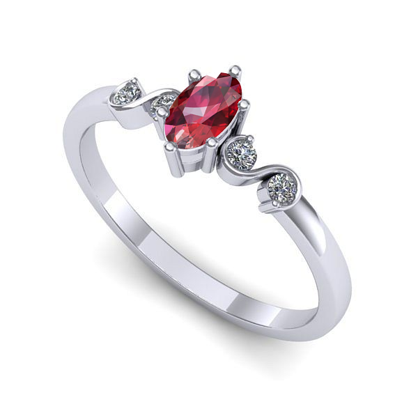 Inel logodna din aur alb cu rubin