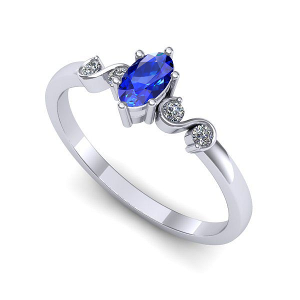 Inel din aur alb cu safir