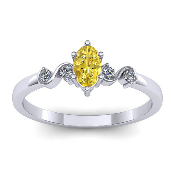 Inel cu safir galben oval