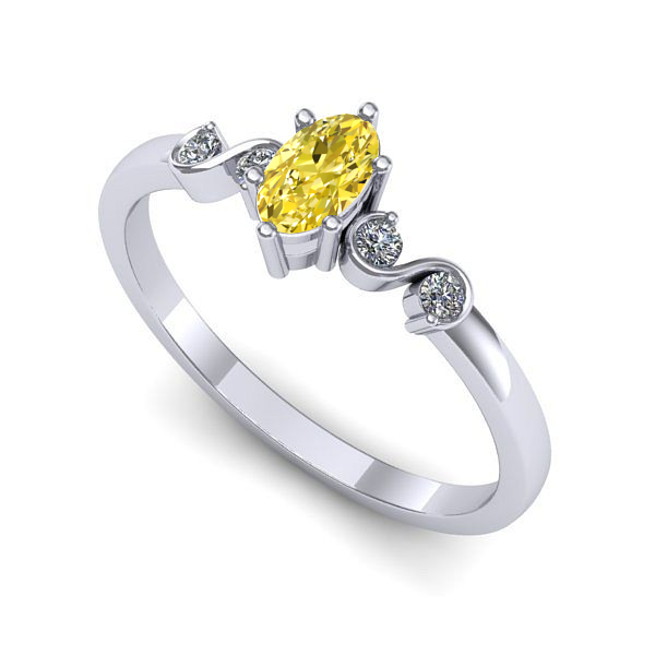 Inel de logodna din aur alb cu safir galben