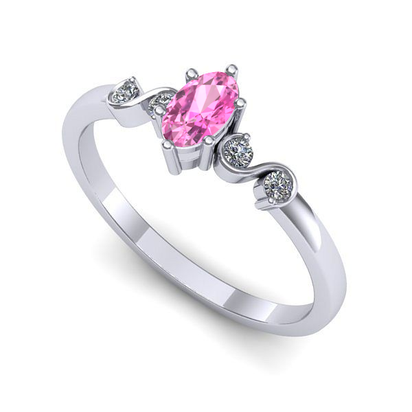 Inel logodna din aur alb cu safir roz