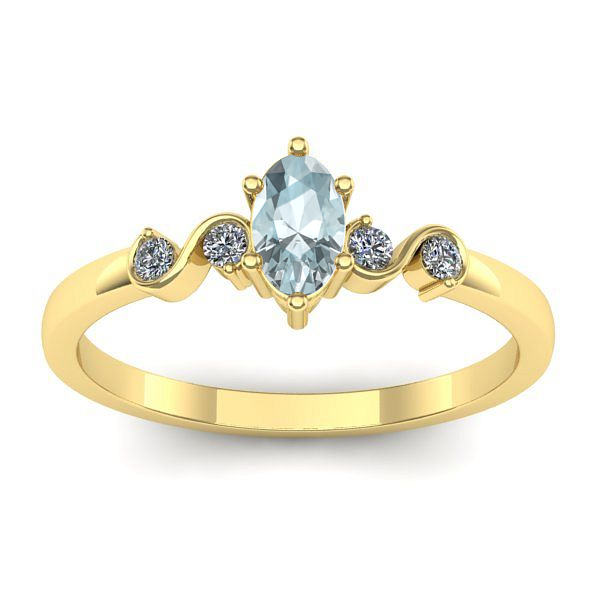 Inel de logodna cu aquamarin oval