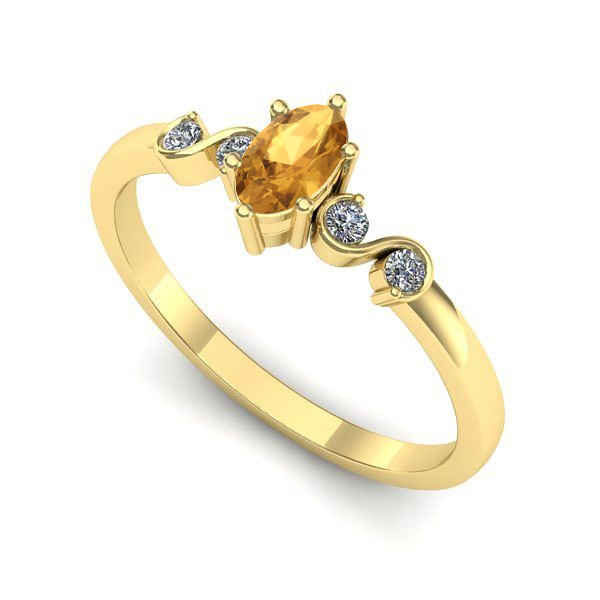 Inel logodna din aur galben cu citrin