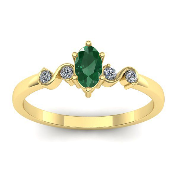 Inel logodna cu smarald oval