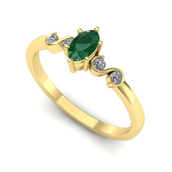 Inel logodna din aur galben cu smarald