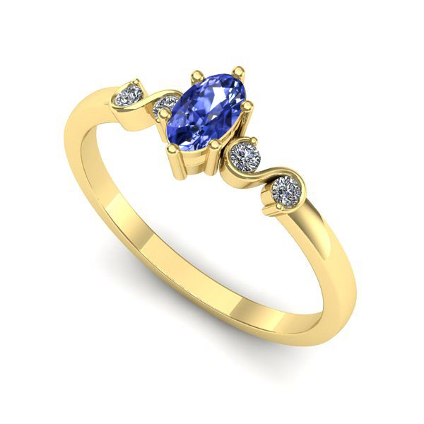 Inel din aur galben cu tanzanit