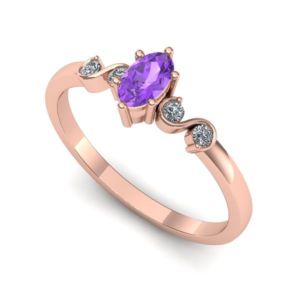 Inel din aur roz cu ametist