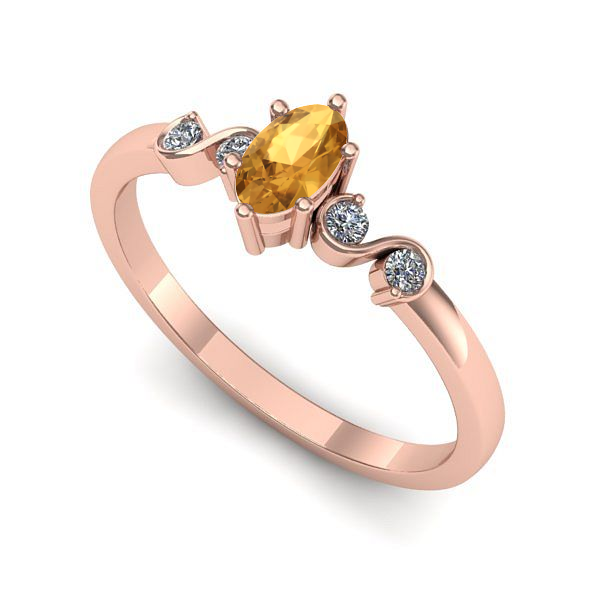 Inel din aur roz cu citrin