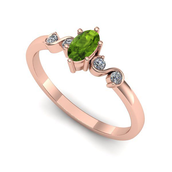 Inel din aur roz cu peridot