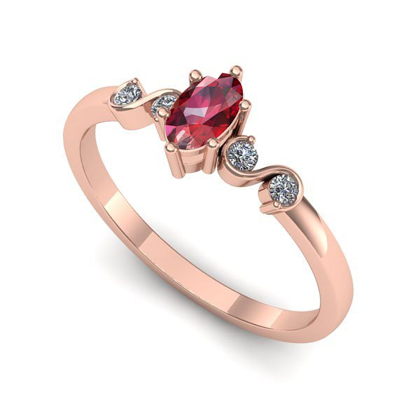 Inel din aur roz cu rubin