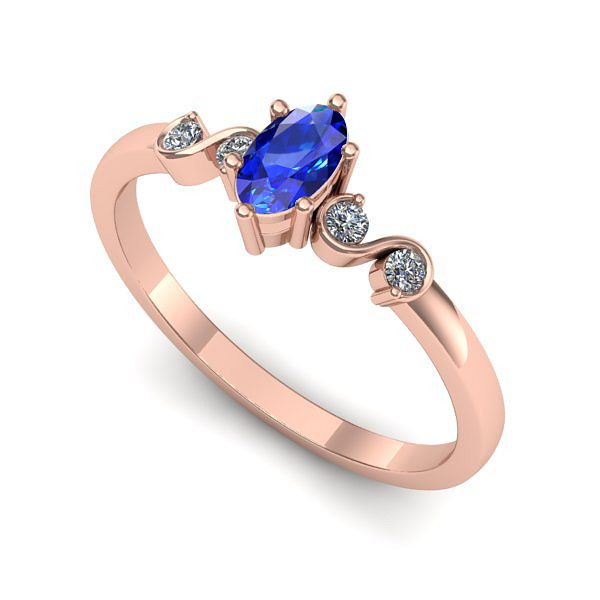 Inel logodna din aur roz cu safir