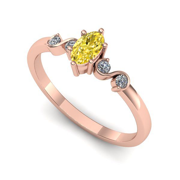 Inel logodna din aur roz cu safir galben