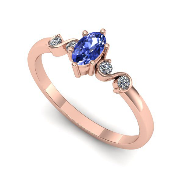 Inel din aur roz cu tanzanit