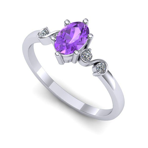 Inel logodna din aur alb cu ametist