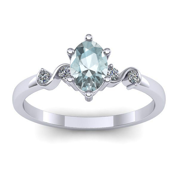 Inel cu aquamarin oval