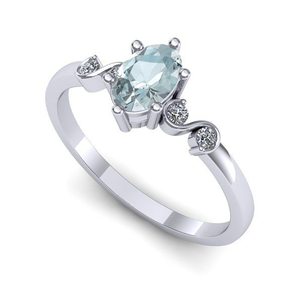 Inel de logodna din aur alb cu aquamarin