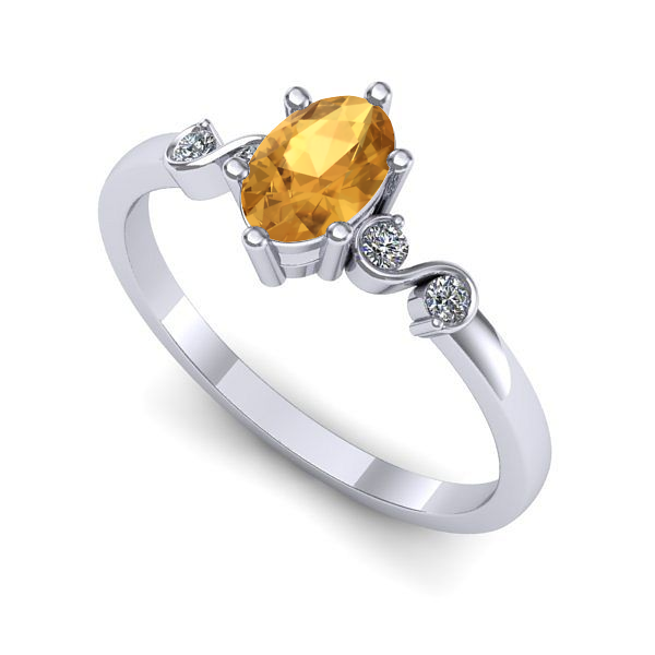 Inel de logodna din aur alb cu citrin
