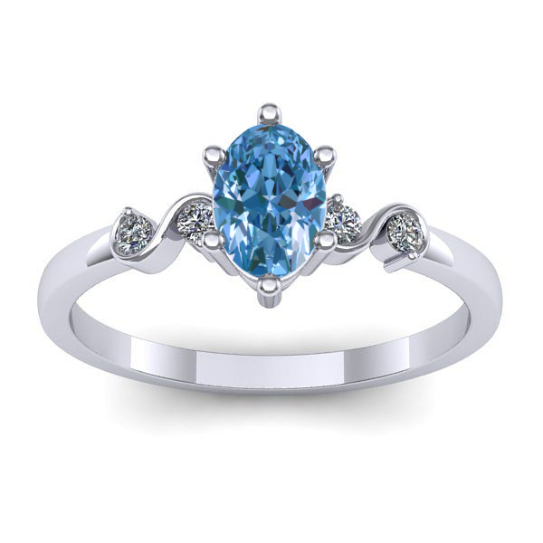Inel de logodna cu diamant de laborator albastru oval