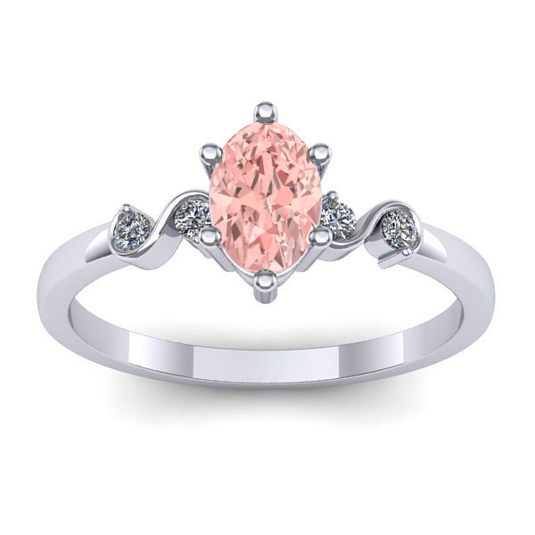 Inel cu diamant de laborator roz oval